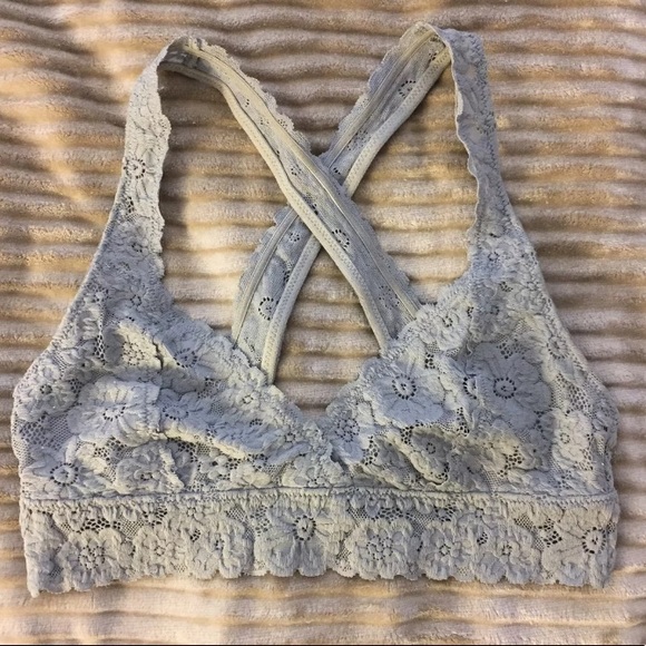 aerie Other - Grey lace cross-back bralette